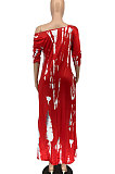 Open Fork Skirt's Hemline Loose Tie Dye Pocket Long Dress RMH8923