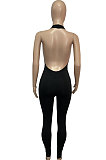 Halter Neck Sexy Cross Deep V Neck Carry Buttock Sport Jumpsuit Q847