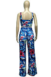 Printing Condole Belt Tops Holiday Pants Sets Q834