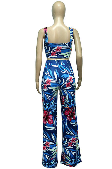 Printing Condole Belt Tops Holiday Pants Sets Q834
