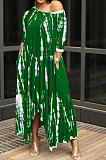 Open Fork Skirt's Hemline Loose Tie Dye Pocket Long Dress RMH8923