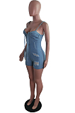 Summer Sexy Sling Backless Cowboy Jumpsuits JLX3001