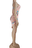 Personality Drawsting Casual Printing Mini Dress AYW1001