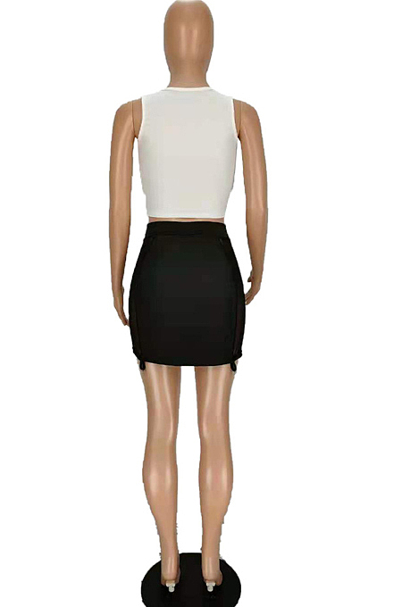 Fashion Vest Bind Net Yarn Spliced Short Skirt Two-Piece MN8366