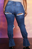 Fashion Cowboy Culitate One's Morality Hole Flare Open Fork Cowboy Pants JLX6885