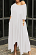 Casual Pure Color Irregularity Off Shoulder Simple Giant Swing Dress YX9283