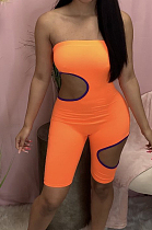 Euramerican Sexy Boob Tube Top Hole Color Matching Jumpsuits MN8355 