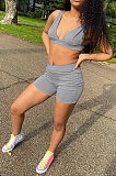 Casual Pure Color  Backless Home Dress Shotrs Sets HAA9083