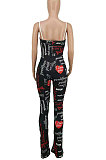 Printing Bind Flare Leg Pants Casual Jumpsuit AYW6004