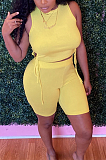 Casual Backless Drape Bangdage Pure Color Shorts Sets HAA9080