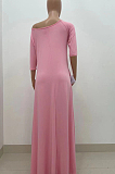 Casual Pure Color Irregularity Off Shoulder Simple Giant Swing Dress YX9283