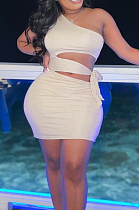 Sexy Package Buttocks Waist Hollow Out One Shoulder Dress WJ5216 