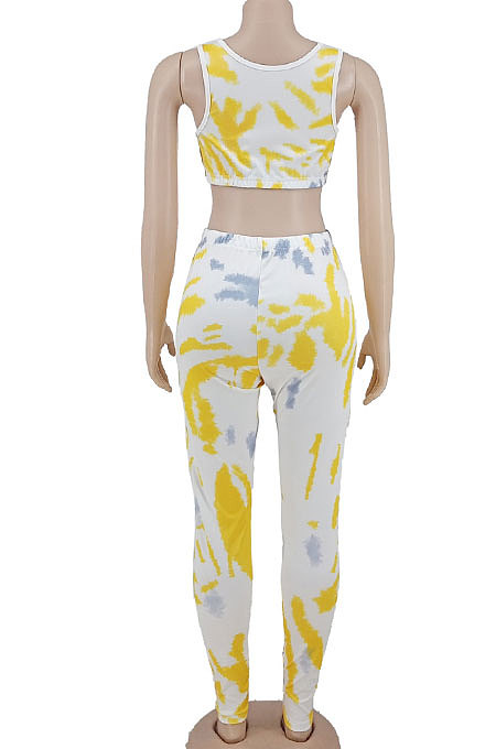 Yellow Sleeveless Casual Pants Sets AYW1003