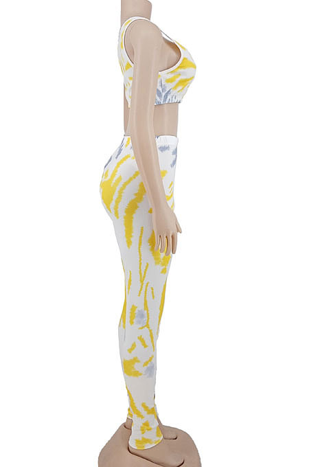 Yellow Sleeveless Casual Pants Sets AYW1003