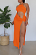 Hanging Neck Straps With Navel Kink High Slits Long Dress HAA9081
