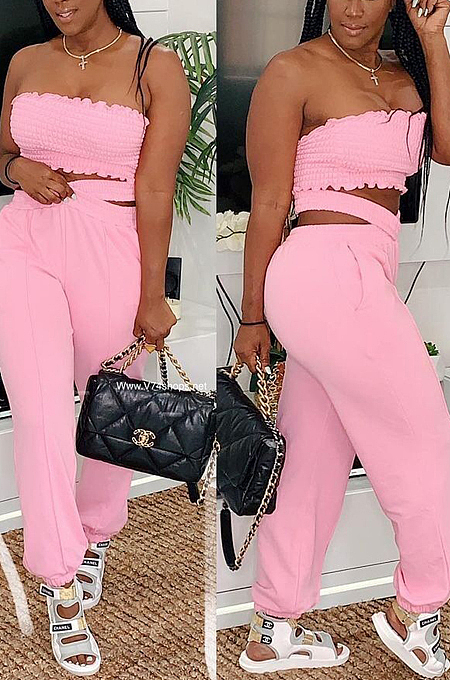 Sexy Stretch Boob Tube Top Cross Double Waist Band Have Pocket Two-Piece MN8357