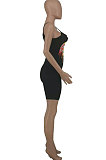 Personality Lips Printing Romper Shorts AYW6002