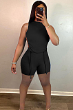 Casual Backless Drape Bangdage Pure Color Shorts Sets HAA9080