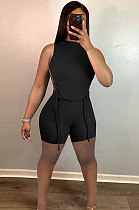 Casual Backless Drape Bangdage Pure Color Shorts Sets HAA9080