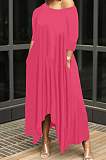 Casual Pure Color Irregularity Off Shoulder Simple Giant Swing Dress YX9283