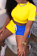 Fashion Casual Spliced Short Sleeve Shorts Two-Piece RZ1063