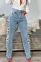 Fashion Shift Hole Culitvate One's Morality Cowboy Pants JLX6890