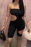 Euramerican Sexy Boob Tube Top Hole Color Matching Jumpsuits MN8355 