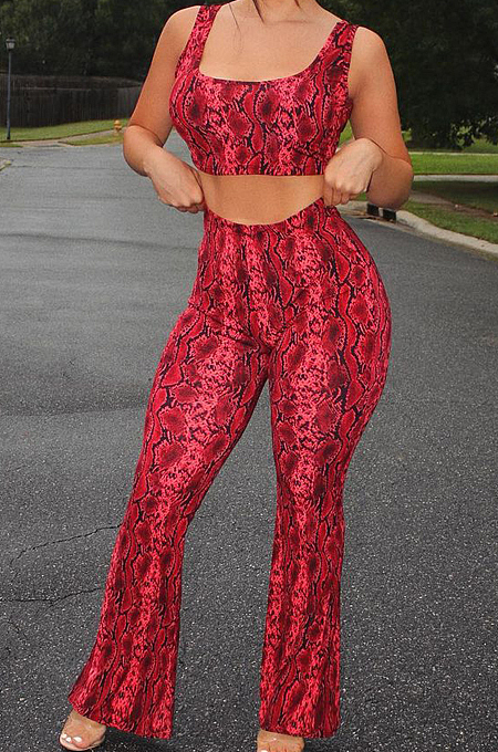 Euramerican Summer Print Vest Ling Pant Two-Piece ZDD31106