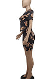 Euramerican Trendy Printing Short Sleeve Shorts Sets BLK3106