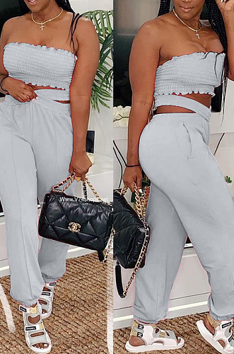 Sexy Stretch Boob Tube Top Cross Double Waist Band Have Pocket Two-Piece MN8357