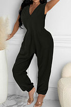 Women Loose Pocket Sleeveless Casual Jumpsuit AYW6005