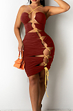 Euramerican Sexy Wrawsting Bind Hang A Neck Backless Dress MN8356