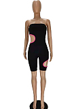 Euramerican Sexy Boob Tube Top Hole Color Matching Jumpsuits MN8355 