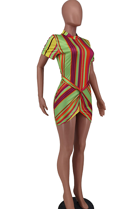 Night Club Fashion Sexy Stripe Print Dress ZDD31123