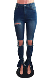 Fashion Cowboy Culitate One's Morality Hole Flare Open Fork Cowboy Pants JLX6885