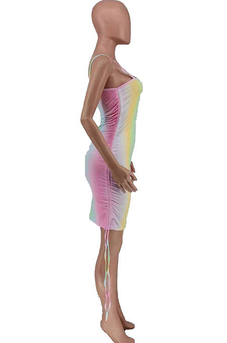 Tie Dye Condole Belt Mini Dress AYW5004