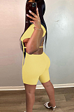 Casual Backless Drape Bangdage Pure Color Shorts Sets HAA9080