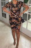 Euramerican Trendy Printing Short Sleeve Shorts Sets BLK3106