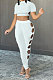 Personality Pure Color Hole Pants Sets AYW8008