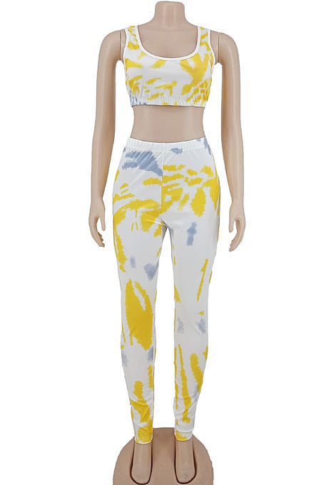 Yellow Sleeveless Casual Pants Sets AYW1003