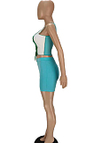 Euramerican Contrast Color Spliced Bind Hollow Out Two-Piece MN8361