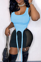 Fashion Vest Bind Net Yarn Spliced Short Skirt Two-Piece MN8366