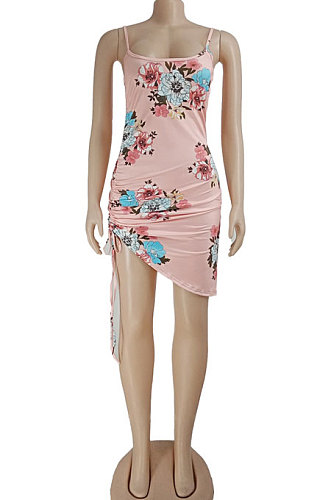 Personality Drawsting Casual Printing Mini Dress AYW1001