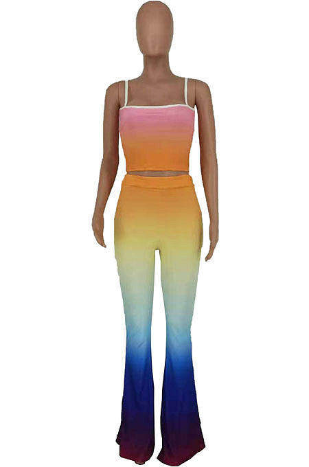Condole Belt Gradual Change Flare Leg Pants Two-Pieces AYW8012