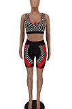 Women Sexy Plaid Printing Casual Shorts Sets NRS8043