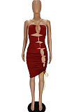 Euramerican Sexy Wrawsting Bind Hang A Neck Backless Dress MN8356