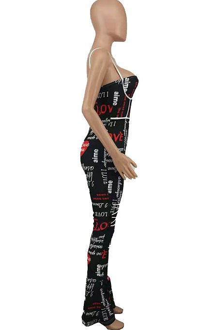 Printing Bind Flare Leg Pants Casual Jumpsuit AYW6004