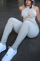 Sexy Pure Color Bandage Drawstring Bodycon Jumpsuits HAA9078