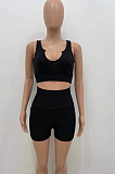 Sexy Pure Color Deep V Screw Thuead Sports Two-Piece YX9281