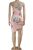 Personality Drawsting Casual Printing Mini Dress AYW1001